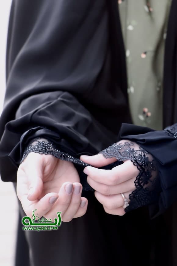 چادر مشکی مچ پلیسه تور- پارچه فیگارو — تصویر ۵