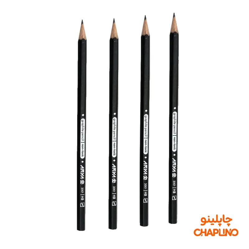 مداد مشکی آریا با درجه سختی HB مدل Graphite-hb بسته 4 عددی