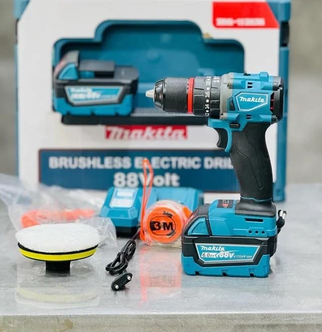 دریل شارژی 88 ولت پولیش دار ماکیتا سه نظام فلزی موتور براشلس مدل Makita MOD.DXR-09