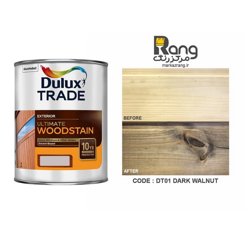 رنگ چوب دولوکس، کد DT01، رنگ گردویی تیره DARK WALNUT، حجم 1LT لیتری — تصویر ۵