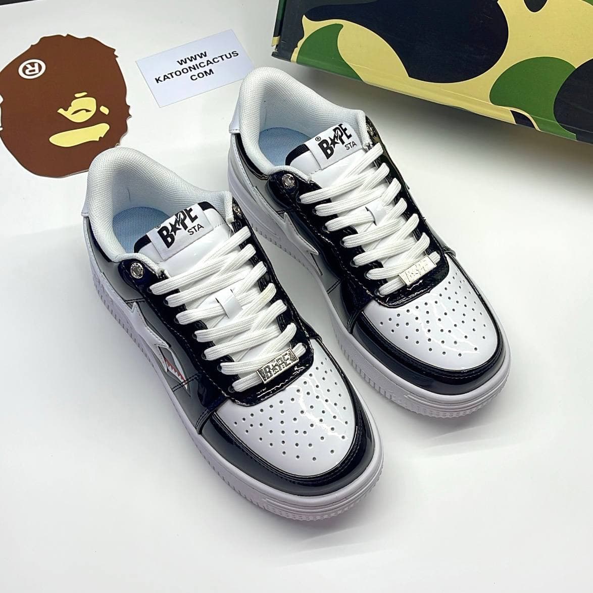 بیپ استا شارک مشکی سفید BAPE STA SHARK — تصویر ۷