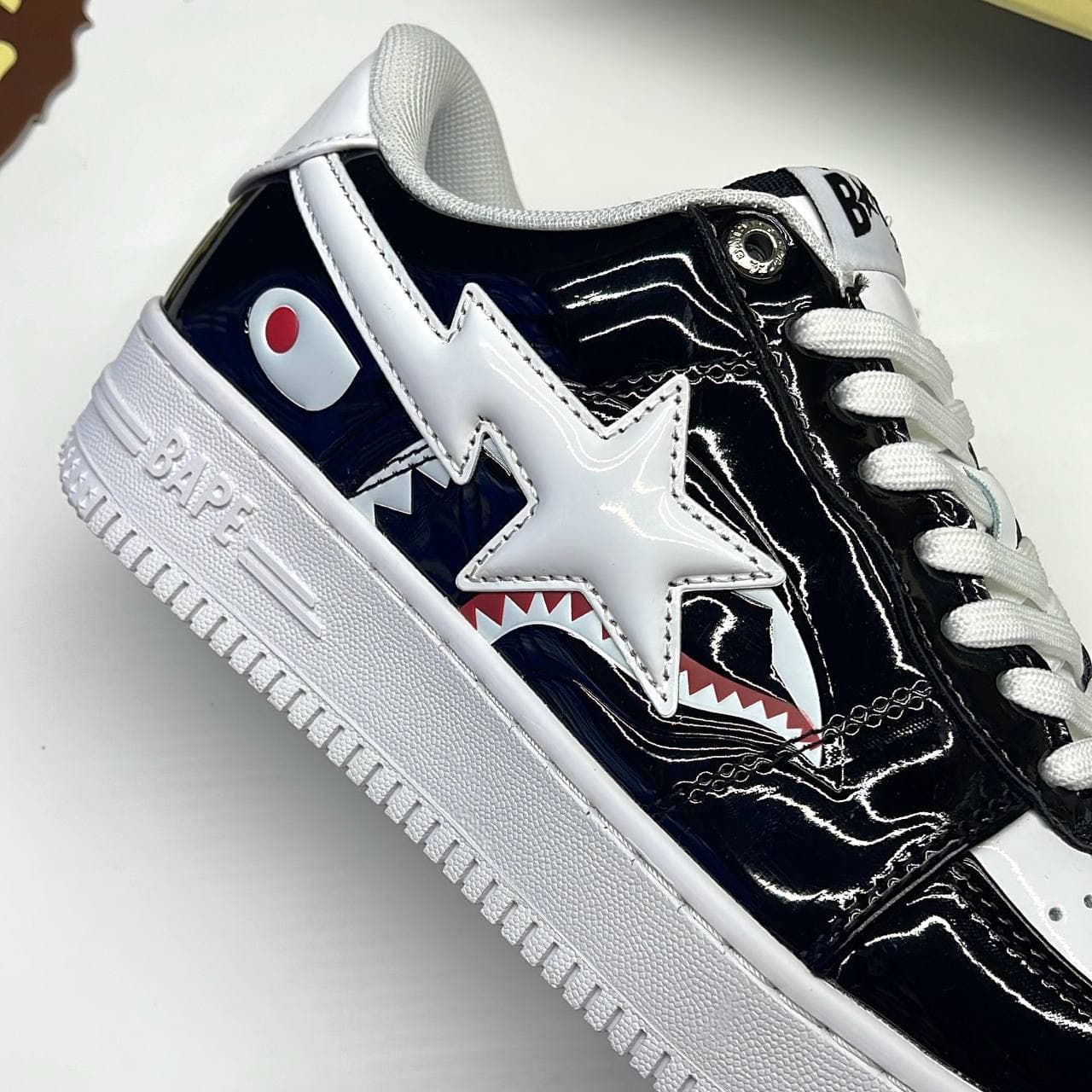 بیپ استا شارک مشکی سفید BAPE STA SHARK — تصویر ۹