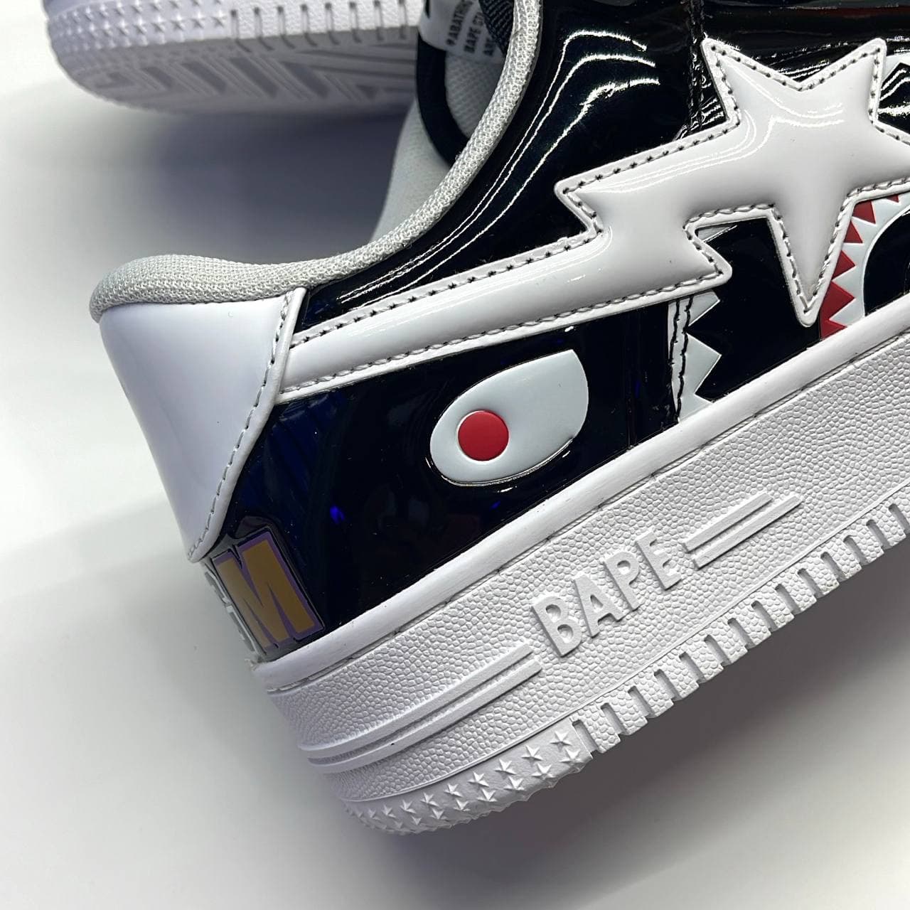 بیپ استا شارک مشکی سفید BAPE STA SHARK — تصویر ۸