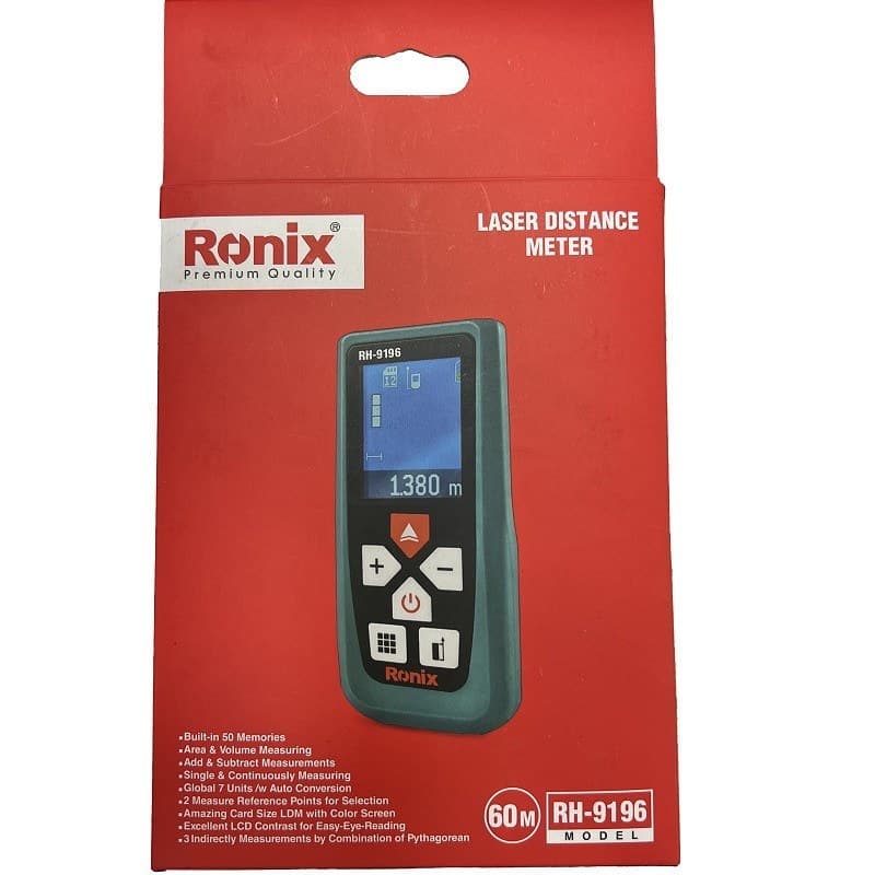 متر لیزری رونیکس مدل RH9196 سایز ۶۰ متری با صفحه نمایشگر رنگی — تصویر ۲