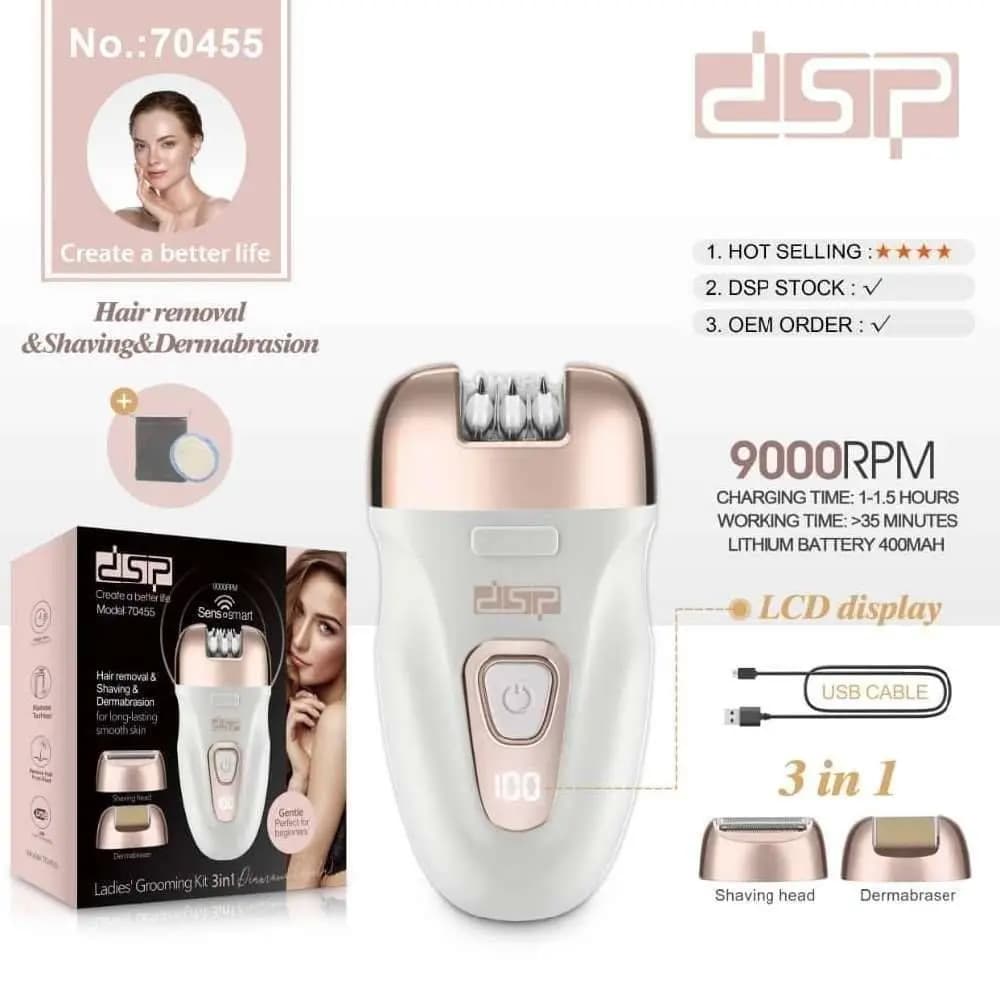 اپیلیدی 3 کاره بانوان DSP مدل 70455 | اپیلاتور، شیور و لایه‌بردار — تصویر ۴