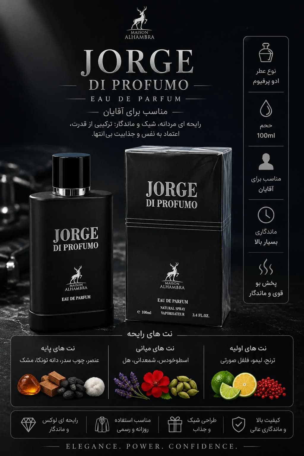 عطر ادکلن مردانه جوج دی پروفومو الحمبرا با رایحه آکوا دی جیو پروفومو جورجیو آرمانی 100 میل — تصویر ۶
