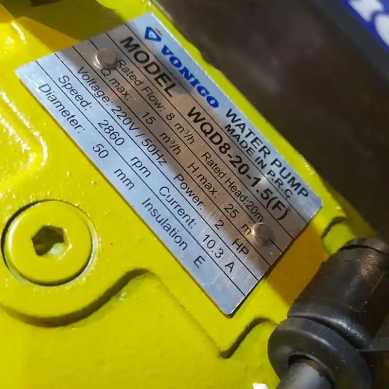 لجن کش ونیکو 20 متری 2 اینچ فلوتر دار 1 اسب تک فاز بدنه چدن مدل WQD10-16-075Fسیم پیچ تمام مس — تصویر ۳