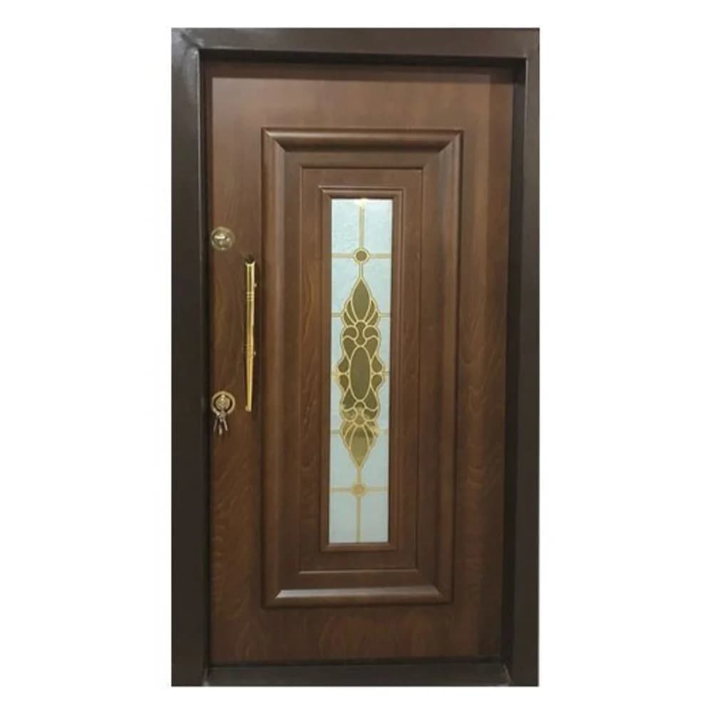 درب ضد سرقت گردو طرح شیشه خور قابلیت تولید در ابعاد سفارشی و رنگ بندی مختلف