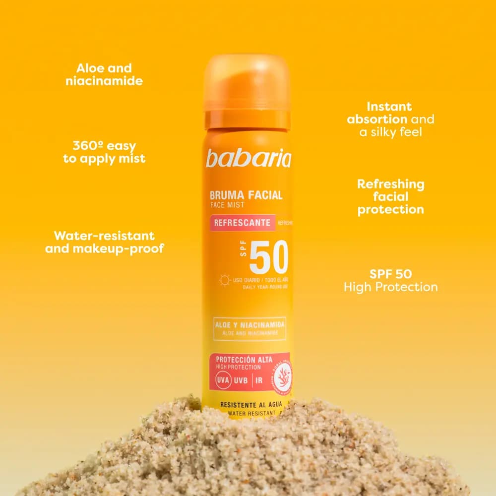 اسپری ضد آفتاب بروما باباریا SPF50 حاوی نیاسینامید و آلوئهورا حجم ۷۵ میلیلیتر — تصویر ۳