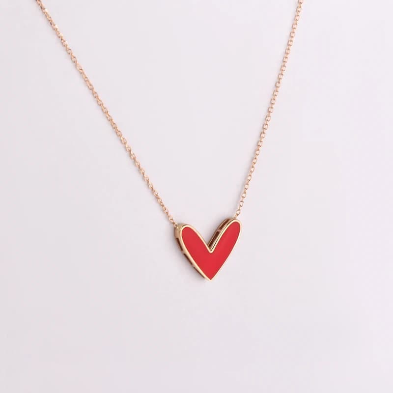گردنبند طلا حلقه ای فلامینگو طرح قلب wn1244 — تصویر ۴