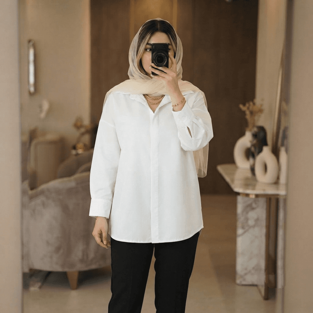 شومیز سفید ساده 🤍