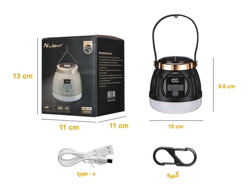 چراغ کمپینگ شارژی خورشیدی ان لایت N-LIGHT مدل A01T — تصویر ۲