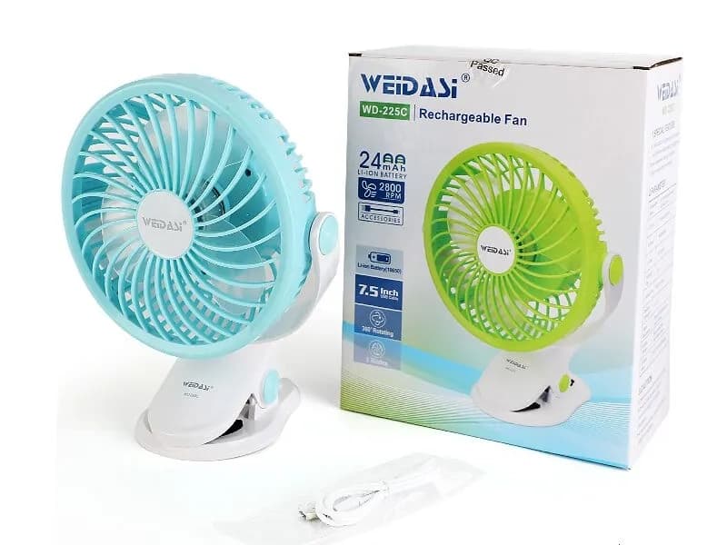 پنکه شارژی گیره‌ای ویداسی مدل WD-225 — تصویر ۴