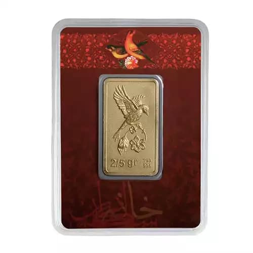 شمش طلا 2.5 گرم خانه سکه ایران گل و بلبل 24 عیار — تصویر ۲
