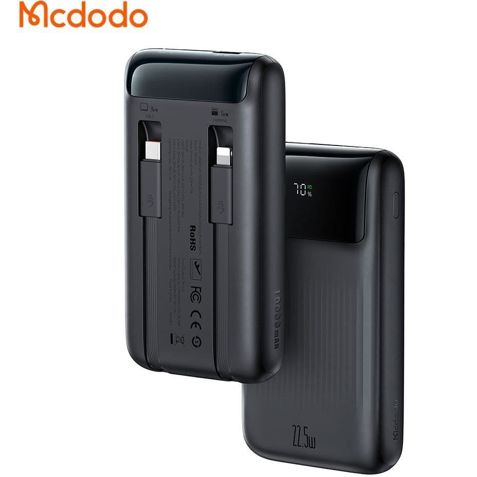 پاوربانک 10000 مک دودو Mcdodo MC-0241 توان 22.5 وات همراه با کابل متصل