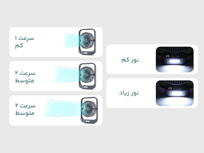 پنکه شارژی ویداسی مدل WD-280 — تصویر ۶