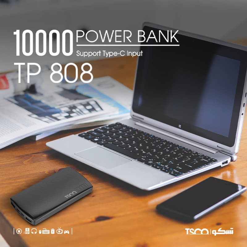شارژر همراه تسکو مدل TP 808 ظرفیت 10000 میلی آمپر ساعت ا TSCO TP 808 10000mAh Power Bank — تصویر ۳