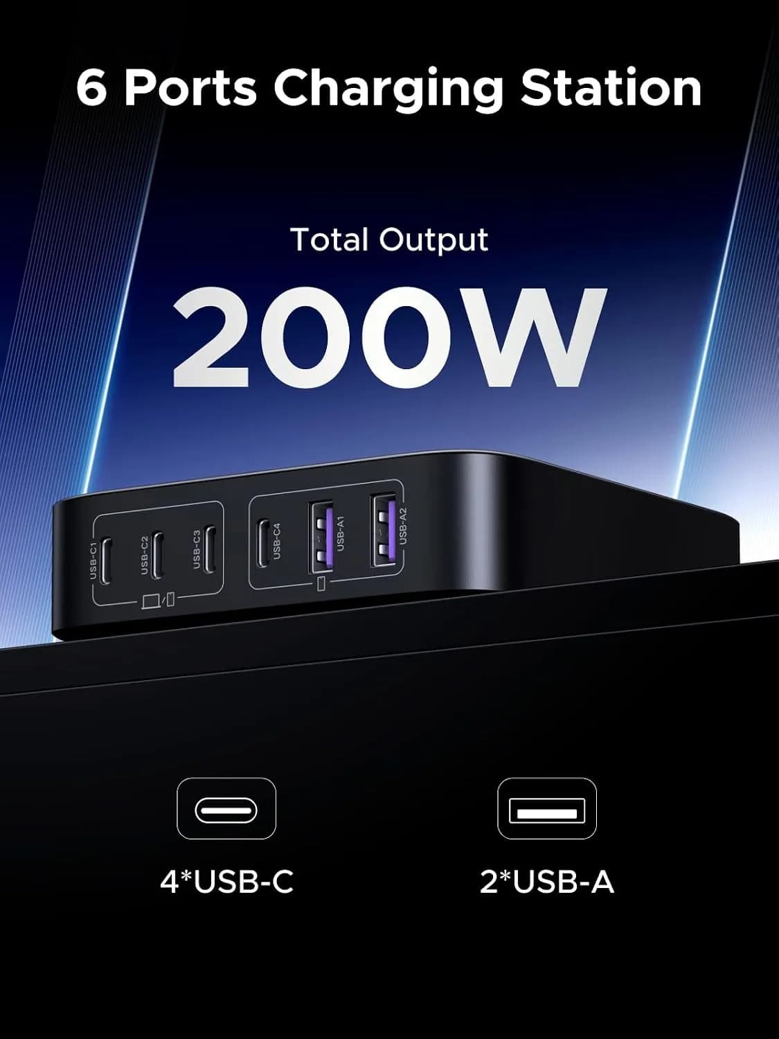 شارژر رومیزی ۲۰۰ وات یوگرین UGREEN Nexode 200W GaN Desktop Charger CD271 — تصویر ۱۲