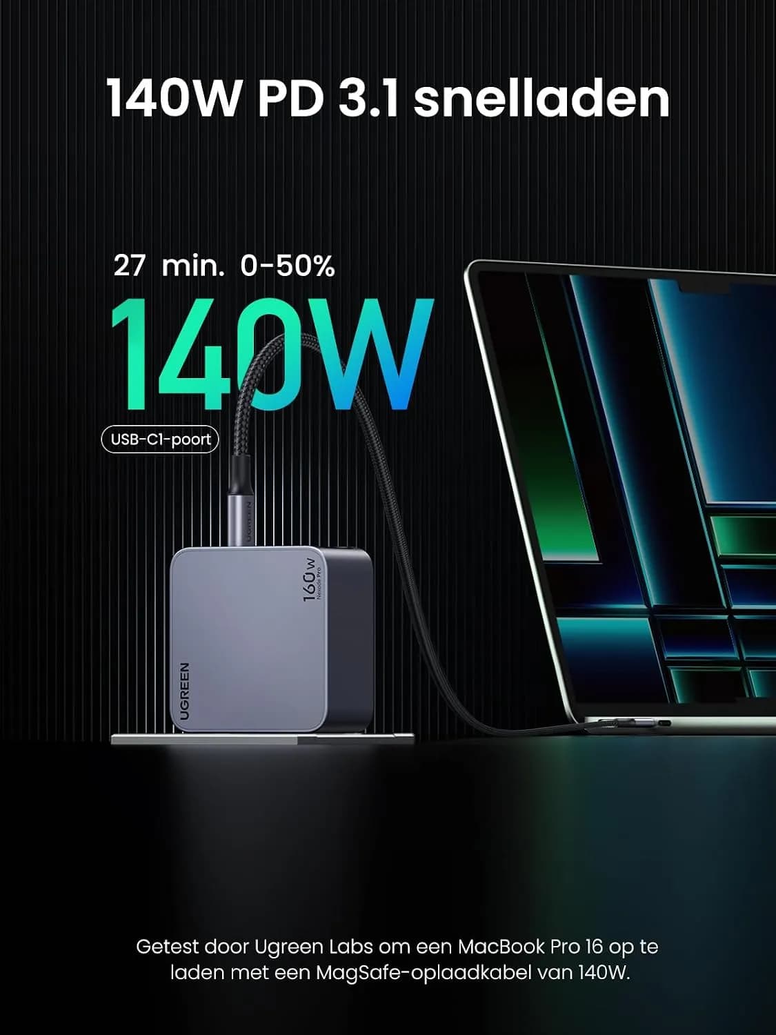 شارژر دیواری ۱۶۰ وات یوگرین UGREEN Nexode Pro 160W GaN Charger X763 — تصویر ۶