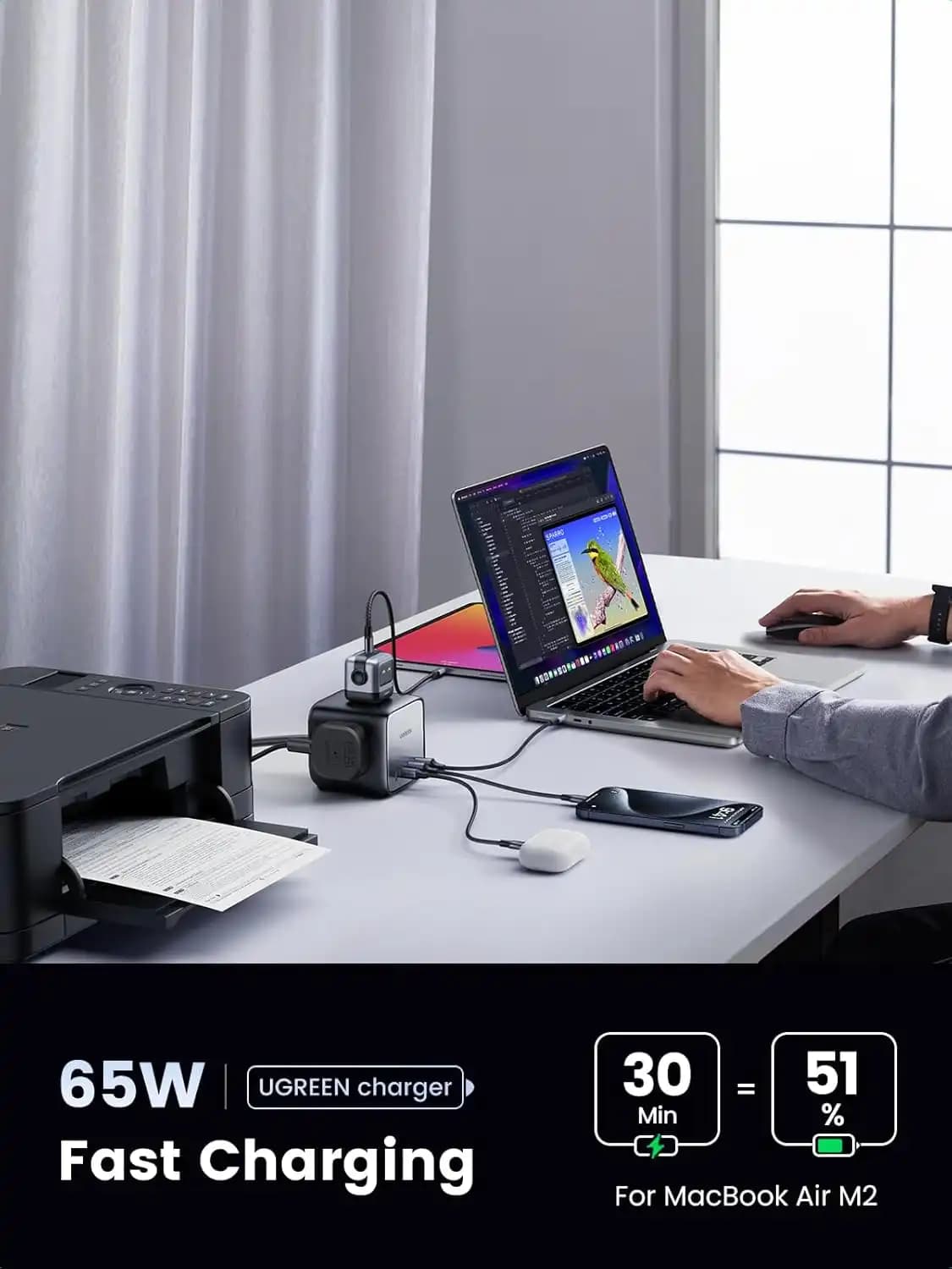 شارژر رومیزی یوگرین UGREEN 65W USB-C Charging Station CD268 EU — تصویر ۱۱