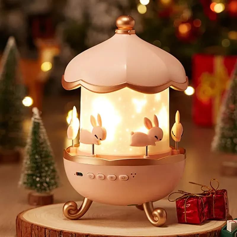 چراغ خواب اسپیکردار کاروسل خرگوشی مدل Bunny Carousel Projector Night Light — تصویر ۷