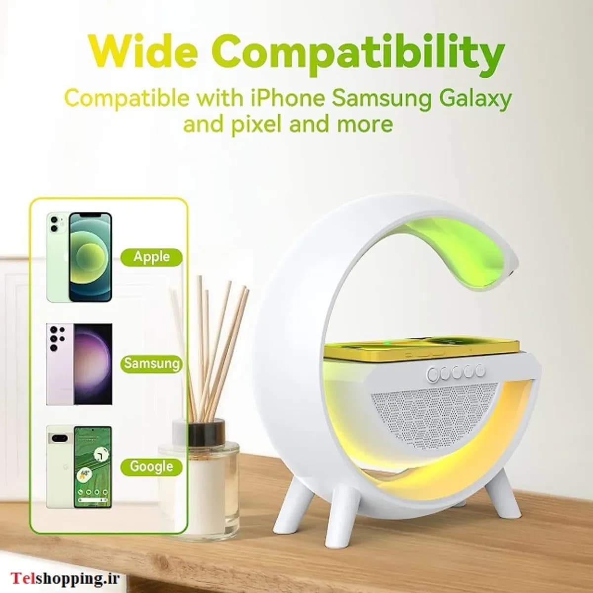 اسپیکر بلوتوثی و شارژر بی سیم مدل BT-2301 — تصویر ۶