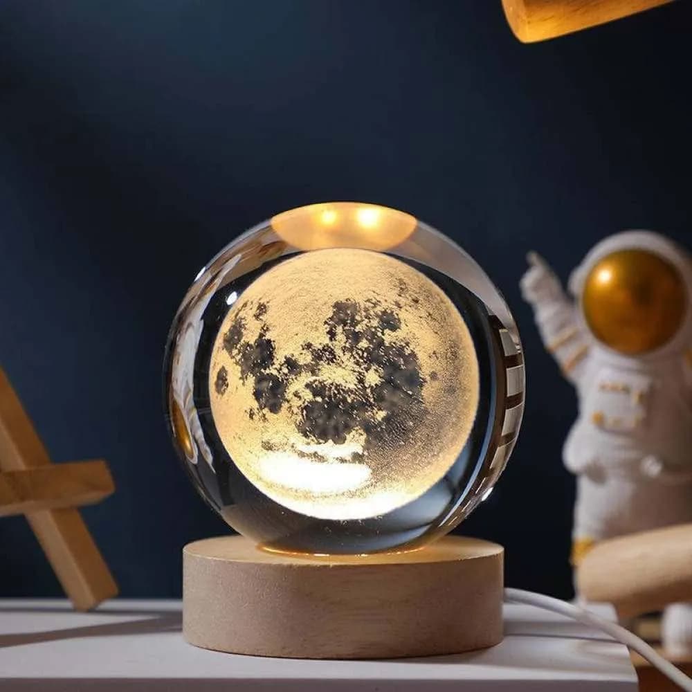 چراغ خواب گوی کریستالی طرح ماه سایز 6 — تصویر ۸