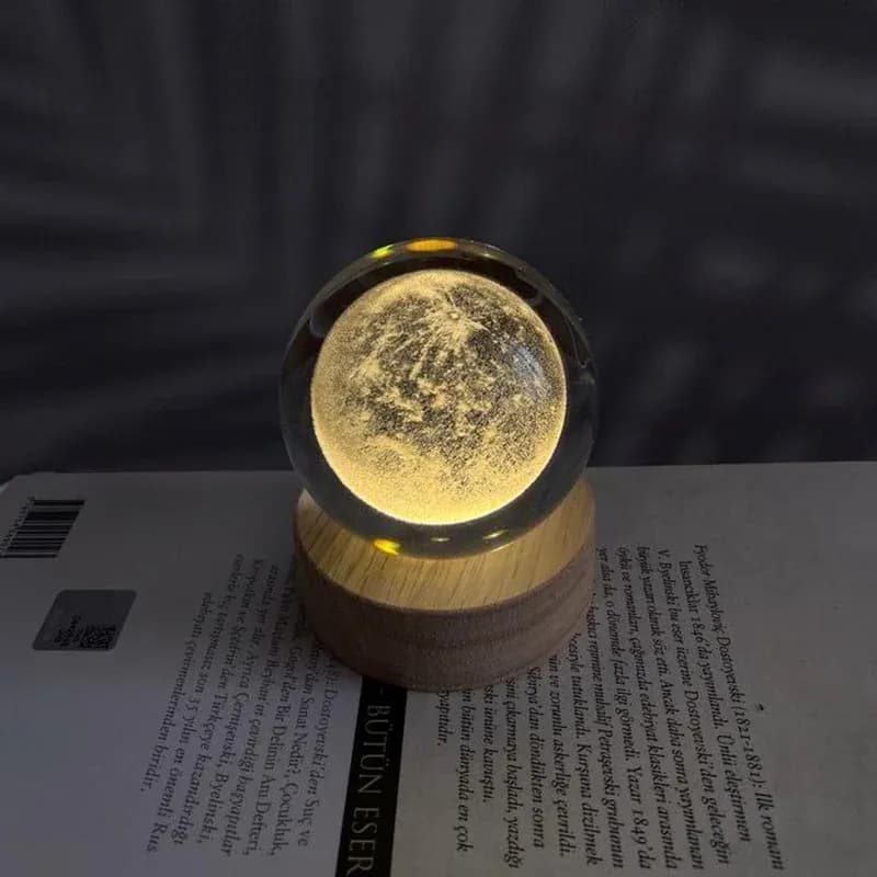 چراغ خواب گوی کریستالی طرح ماه سایز 6 — تصویر ۵