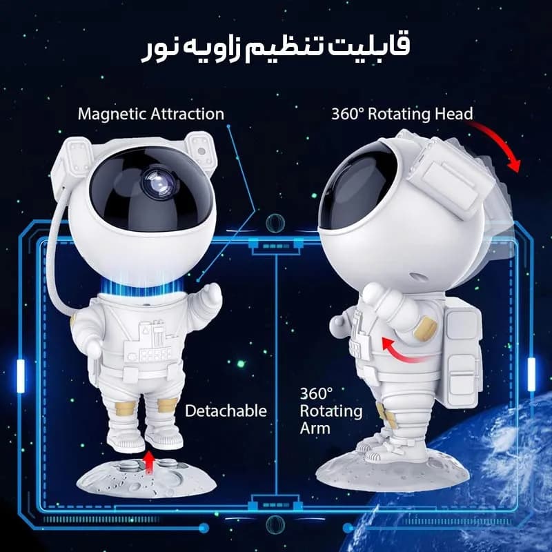 چراغ خواب فضانورد کهکشانی مدل ایستاده Astronaut — تصویر ۵