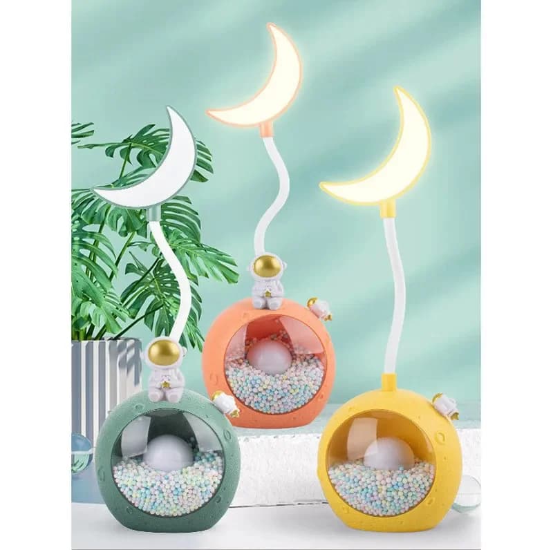 چراغ مطالعه فضانورد و ماه رومیزی مدل Moon Alarm Desk Lamp RGB