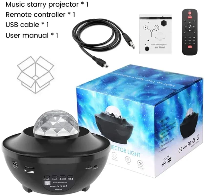 چراغ خواب کهکشانی اسپیکر دار مدل Starry Projector Light — تصویر ۲