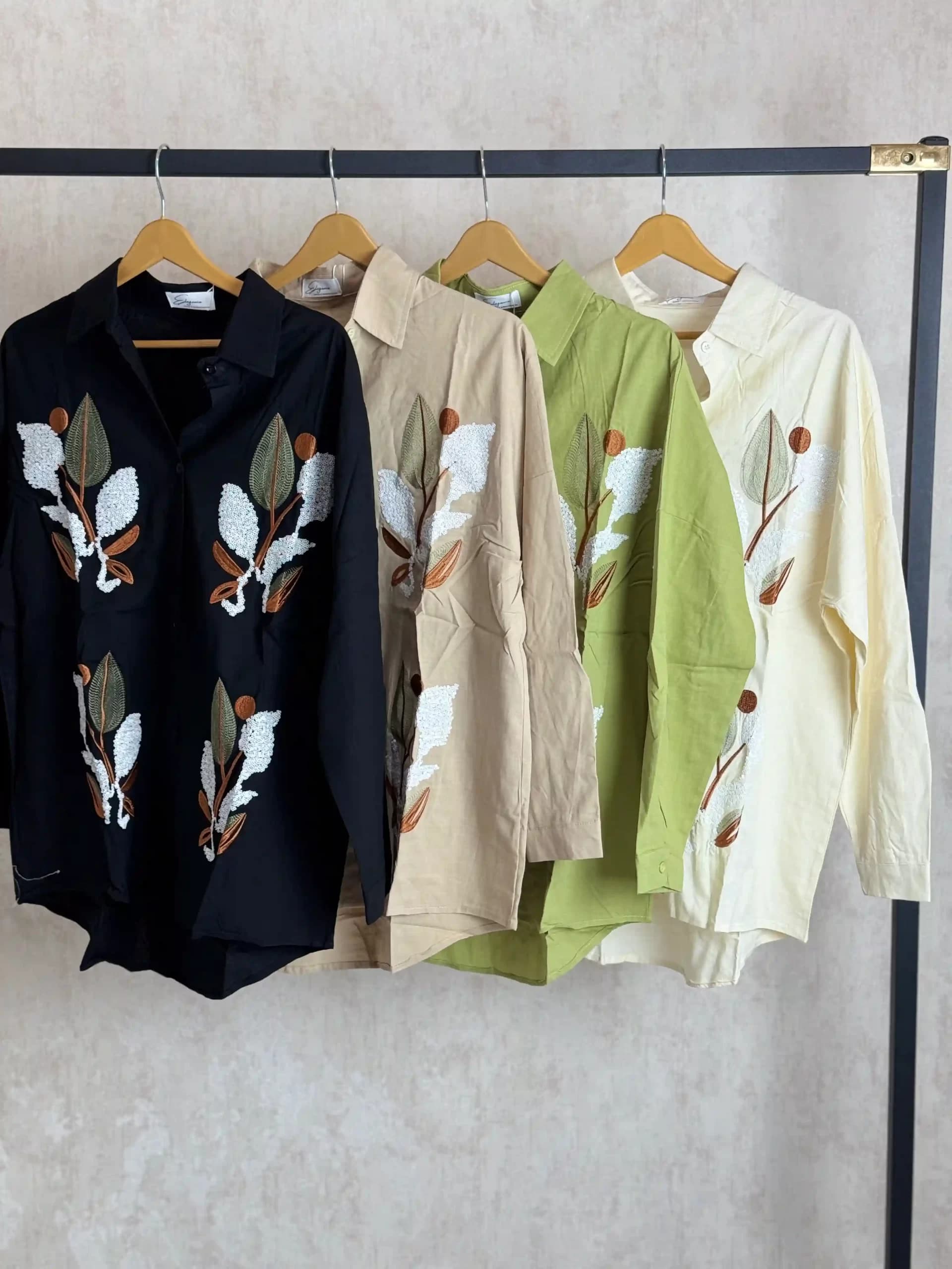 شومیز زنانه پولک دوزی با طرح برگ — تصویر ۳