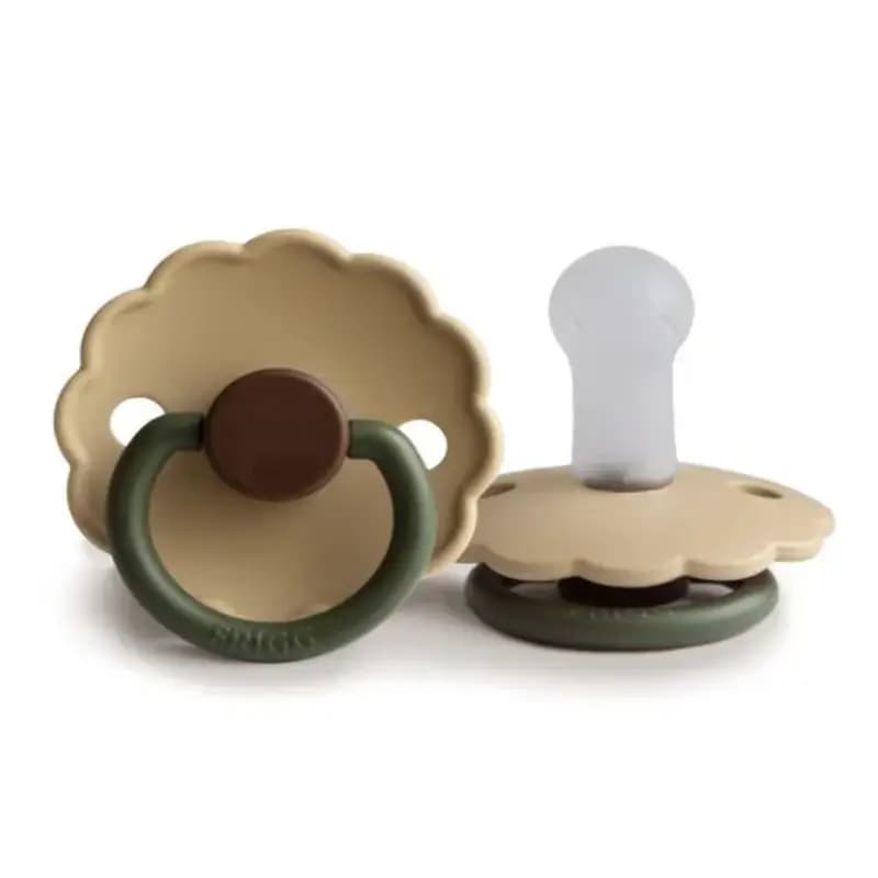 پستانک فریگ سیلیکونی سایز 1 رنگ Acorn (کرم دسته سبز)