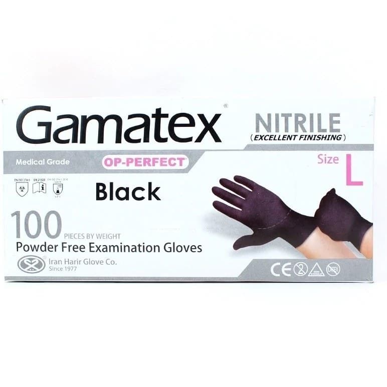 دستکش نیتریل گاماتکس دستکش معاینه op gamatex سایز لارج 100 عددی — تصویر ۲