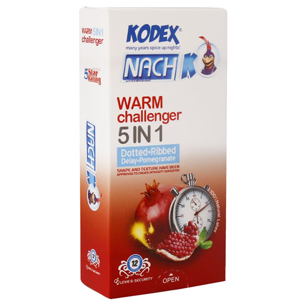 کاندوم کدکس تاخیری خاردار شیاردار اناری WARM CHALLENGER — تصویر ۳