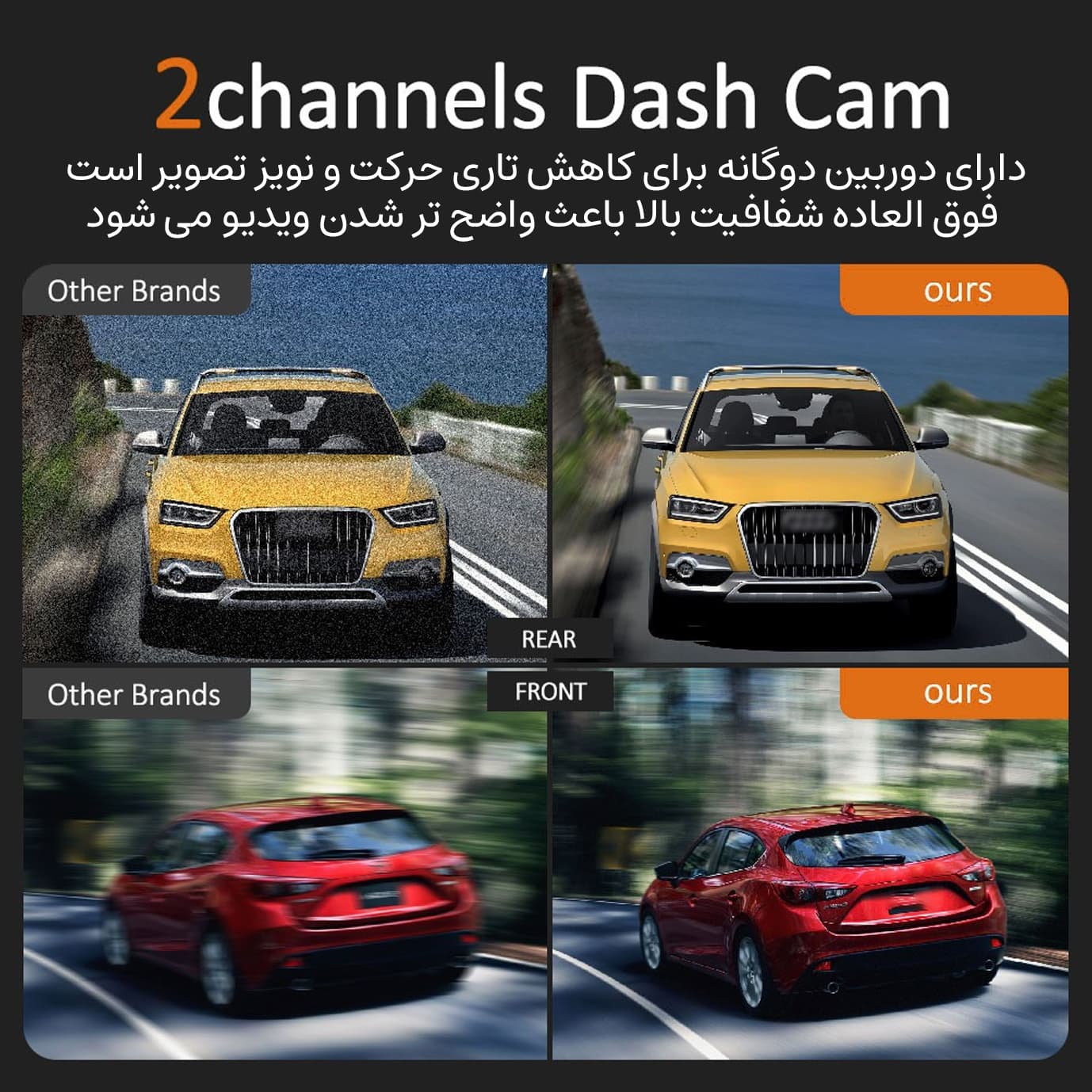 دوربین ثبت وقایع خودرو 4K اتوویژن مدل HX230 به همراه دوربین عقب، wifi و GPS — تصویر ۳