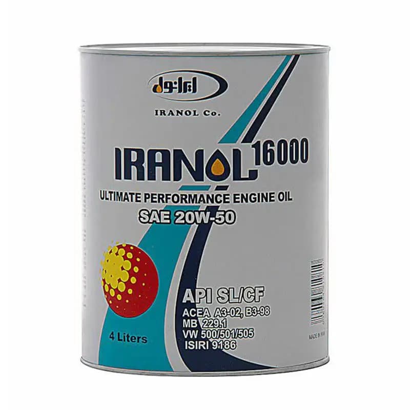 روغن موتور ایرانول 16000 کد 20W-50 SL/CF چهار لیتری — تصویر ۲