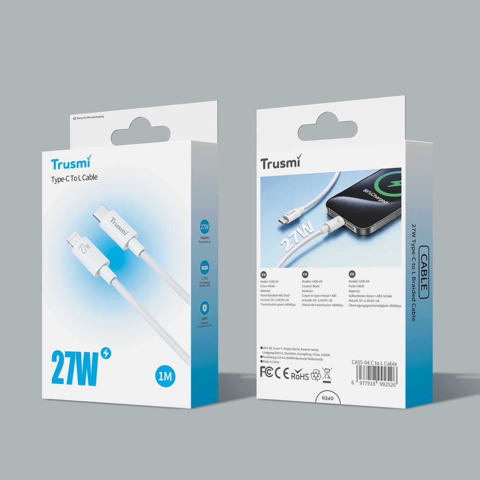 کابل تبدیل USB-C به Lightning تراسمی CA55-04 1m — تصویر ۴