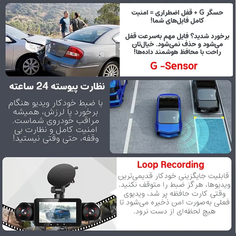 دوربین ثبت وقایع خودرو 4 لنز مدل Pro5-WiFi — تصویر ۶