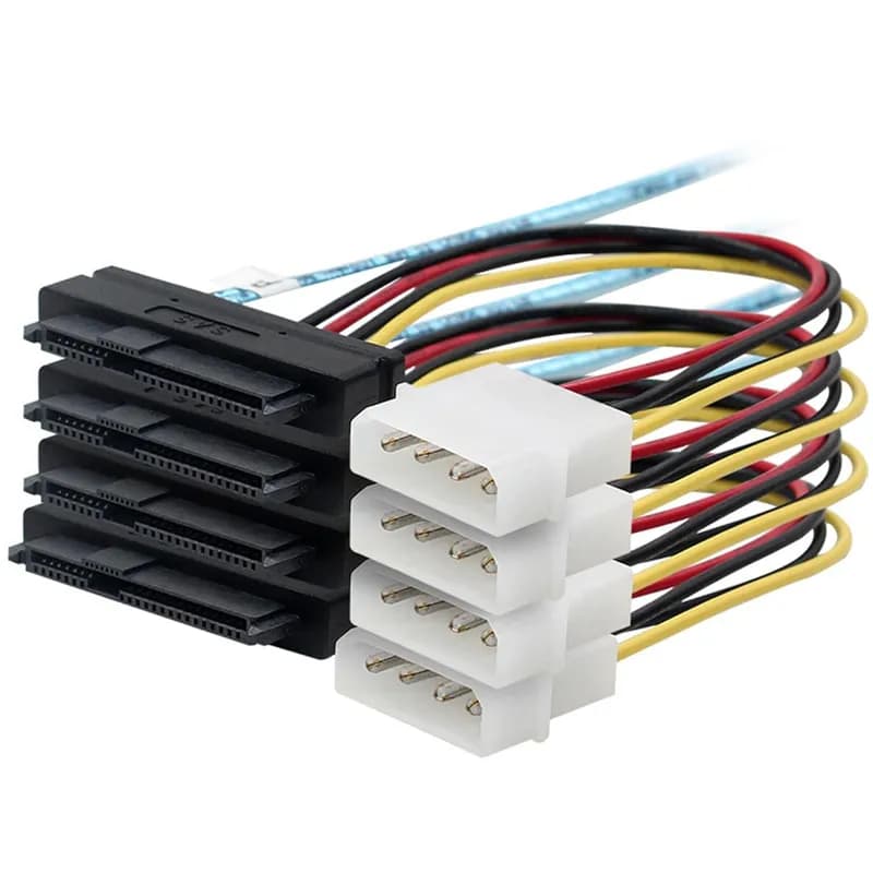 کابل Mini SAS SFF-8088 به چهار پورت SFF-8482 با برق 4 پین مدل SM195 — تصویر ۶