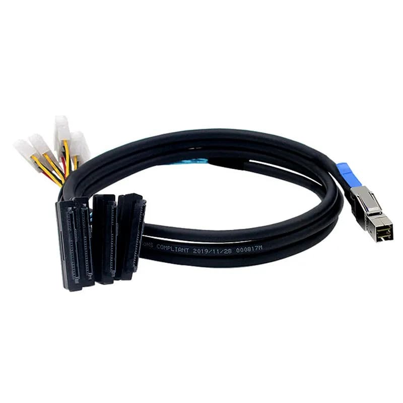 کابل تبدیل Mini SAS SFF-8644 به چهار SFF-8482 با کابل برق SATA مدل SM242 طول 2 متر — تصویر ۷