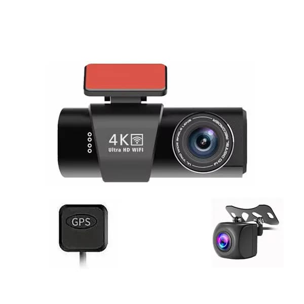 دوربین ثبت وقایع خودرو 2 دوربین مدل OK309-4K WiFi-GPS با GPS اکسترنال