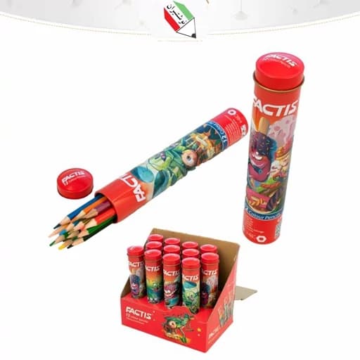 مداد رنگی 12 رنگ قوطی گرد استوانه ای فکتیس 1679 — تصویر ۲