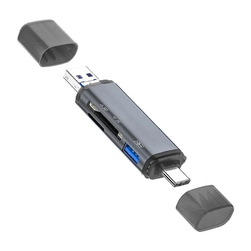 کارت خوان 6 پورت OTG مجنتیک مدل ADS-306 (USB + Type-C + Lightning)