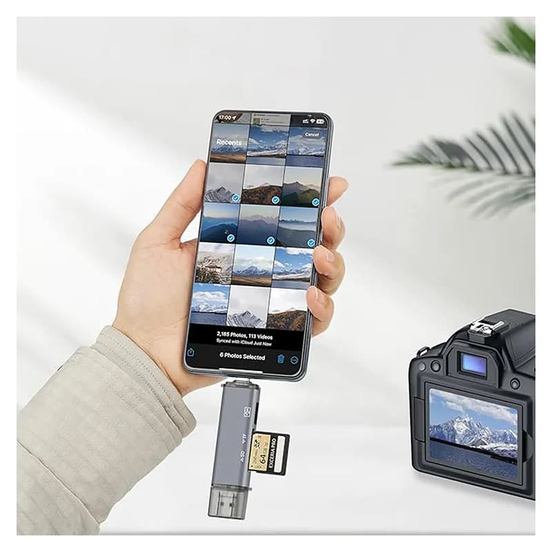 کارت خوان 6 پورت OTG مجنتیک مدل ADS-306 (USB + Type-C + Lightning) — تصویر ۳