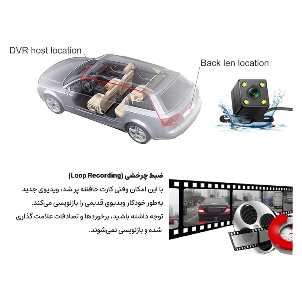 دوربین ثبت وقایع خودرو اتوویژن مدل OKCAM71-4K WiFi با دوربین عقب — تصویر ۷