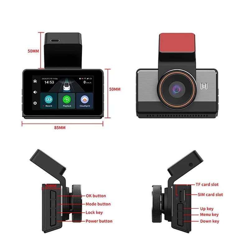 دوربین ثبت وقایع خودرو 2 لنز AutoVision P83 4G GPS-WiFi سیمکارت خور — تصویر ۱۰