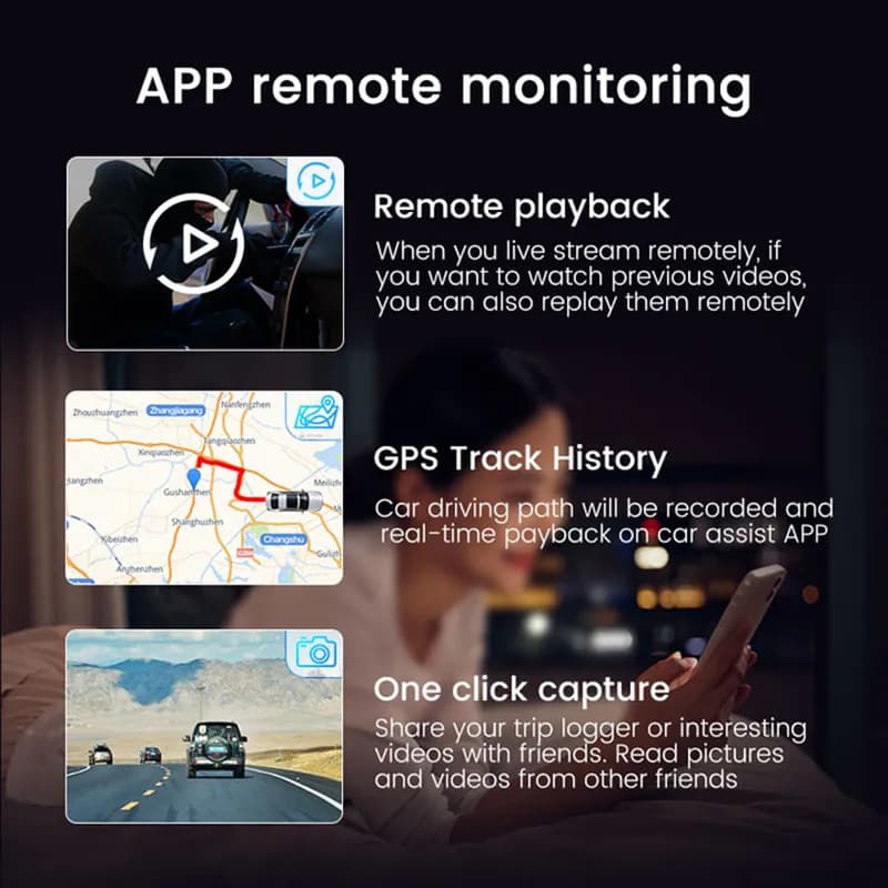 دوربین ثبت وقایع خودرو 2 لنز AutoVision P83 4G GPS-WiFi سیمکارت خور — تصویر ۴