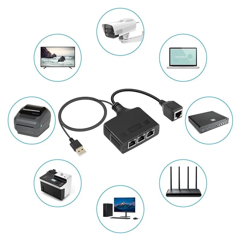 مبدل شبکه 1 به 3 RJ45 مدل Gigabit — تصویر ۱۰