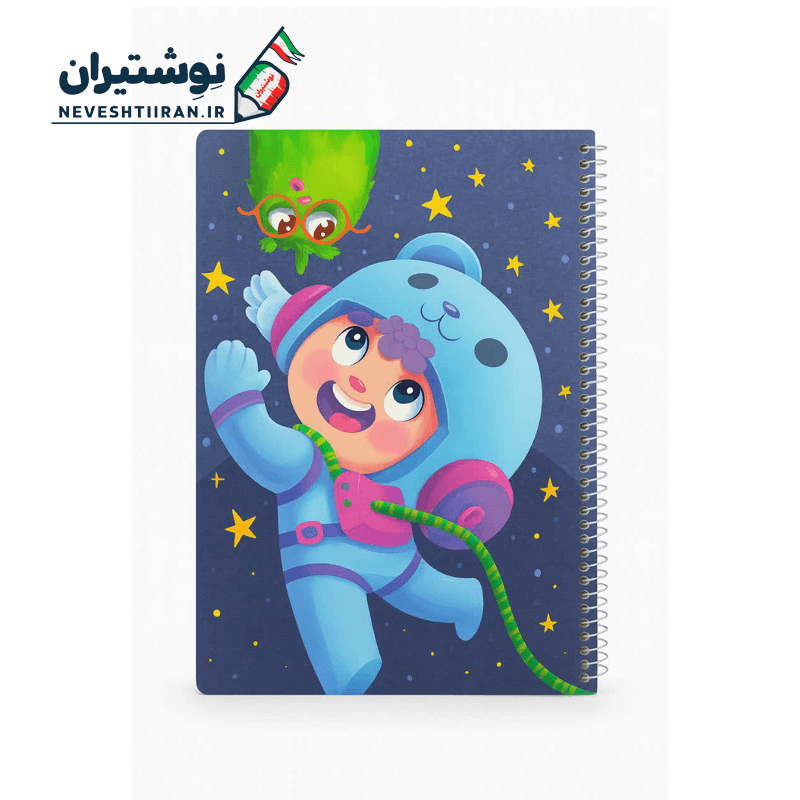 دفتر تک خط 50 برگ فنری جلد ایندربرد طرح فانتزی نیلن 63295 کد 11